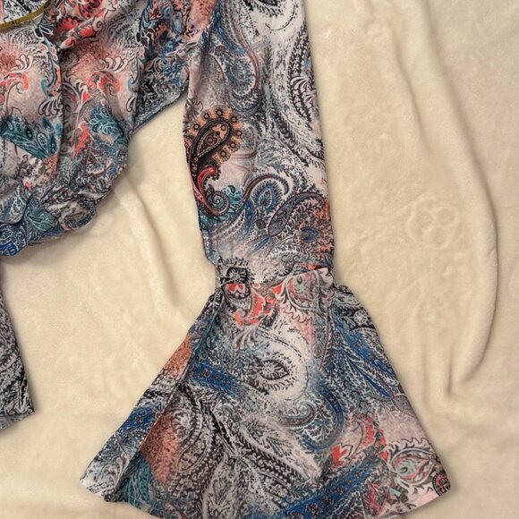 Paisley romper - blue orange and white. - Picture 8 of 9